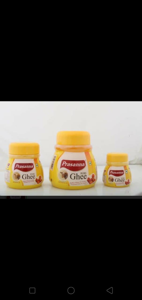 Prasanna Pure Ghee jars in three sizes